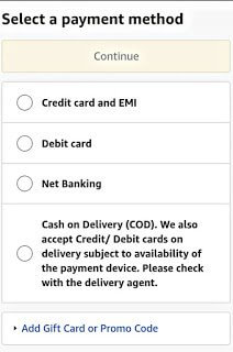 select debit card for make payment