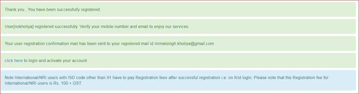 User Successfully Registered on IRCTC. 