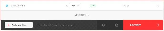 Select PDF format and convert your DOCX file.