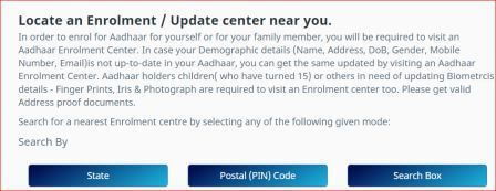 select state or Postal code option for locate an enrolment center near you.