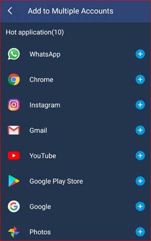 Phone Apps list with add icon