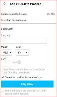 Select an option to pay