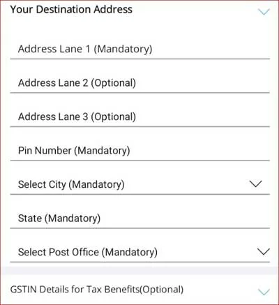 Submit your destination address details.