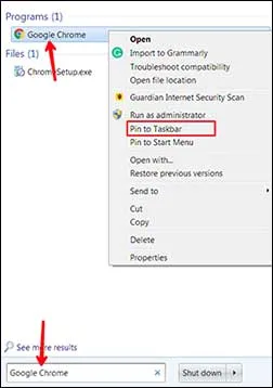 pin apps and folders to the taskbar