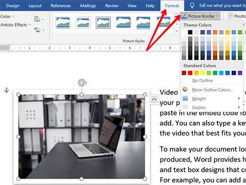 Add Picture Border in Word