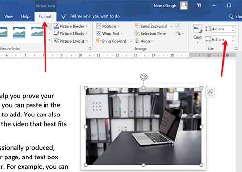 Change Picture Size in MS Word