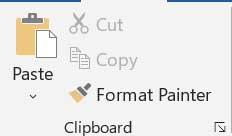 Clipboard Group in MS Word Home Tab