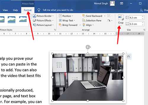 Crop Picture in MS Word