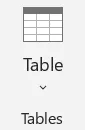 Insert Tab Tables Group