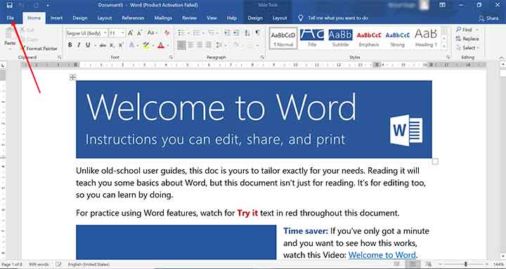 Save a Word Document Step 1