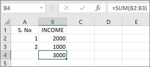 sum formula in excel