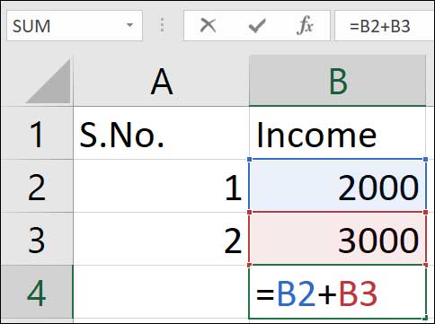 microsoft excel formulas addition