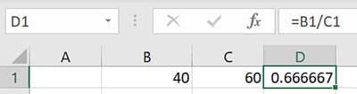 Division Excel Formula in Hindi