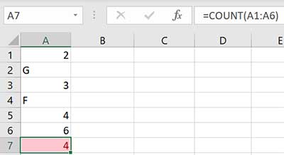 COUNT Excel Formula