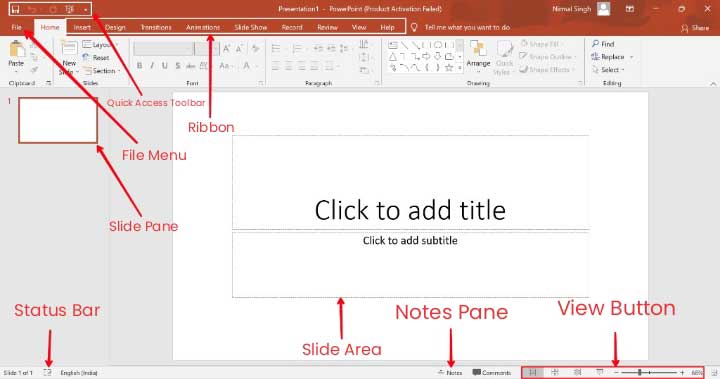PowerPoint Window with Complete Elements
