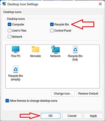 Show Hide Recycle Bin Icon on Desktop