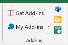 Add-ins Group in MS Excel Insert Tab