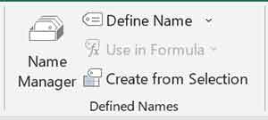 Defined Names Group in MS Excel Formulas Tab