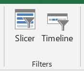 Filters Group in Excel Insert Tab