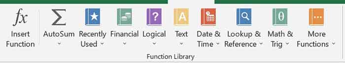 Function Library Group in Formulas Tab