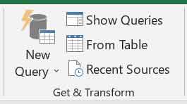 Get and Transform Group MS Excel Data Tab 