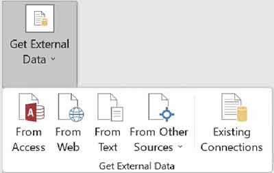 Get External Data Group in Data tab