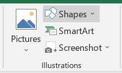 Illustrations Group in MS Excel Insert Tab in Hindi