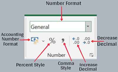 Number Group in Excel Home Tab