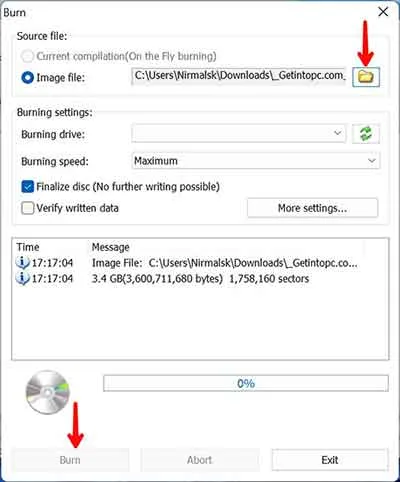 Creating Windows Bootable CD or DVD Using PowerISO Software