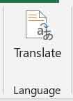 Language Group MS Excel Review Tab