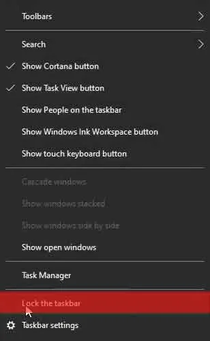 lock the taskbar