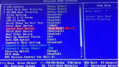 Make Hard Disk Second Boot Device