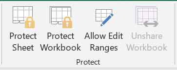Protect Group in MS Excel Review Tab