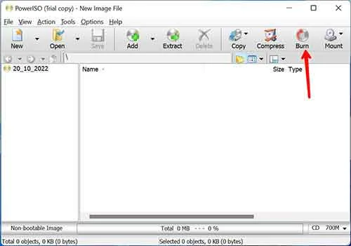 Select Power ISO Software Burn Option