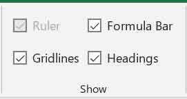 Show Group in MS Excel View Tab