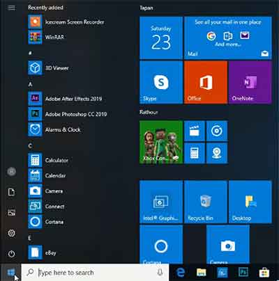 Windows 10 Start Menu in Hindi