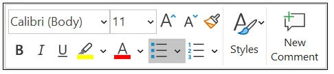 Formatting Toolbar in Hindi