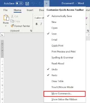 More Commands Option