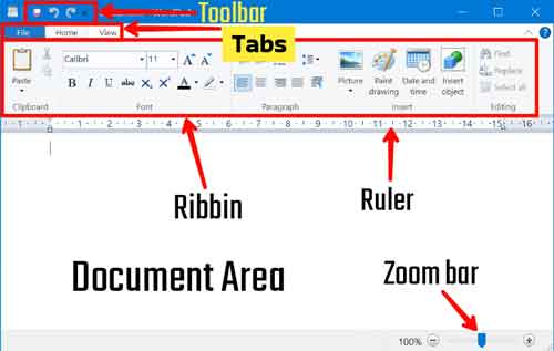 WordPad Home Window Introduction