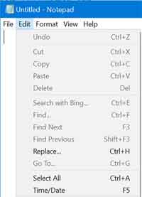 Notepad edit menu in hindi