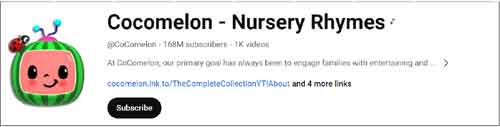 Cocomelon Nursery Rhymes Third Most Subscribed YouTube Channel